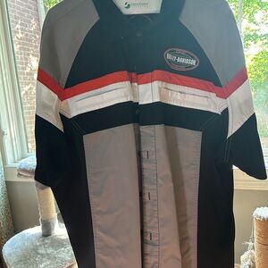 Harley-Davidson Men's Black, Gray, and Red Casual Shirt